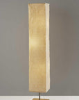 57" Brown And White Two Light Column Floor Lamp With White Paper Rectangular Shade