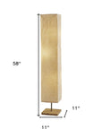 57" Brown And White Two Light Column Floor Lamp With White Paper Rectangular Shade