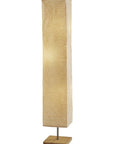 57" Brown And White Two Light Column Floor Lamp With White Paper Rectangular Shade