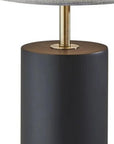 Black Wood Circular Block Table Lamp