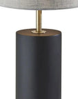Black Wood Circular Block Table Lamp