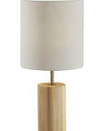 Black Wood Circular Block Table Lamp