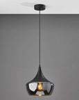 Gnome Smoked Glass Black Metal Pendant Lamp