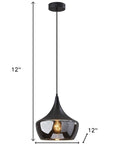 Gnome Smoked Glass Black Metal Pendant Lamp