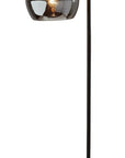 64" Black Task Floor Lamp With Black Glass Bowl Shade