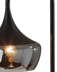 64" Black Task Floor Lamp With Black Glass Bowl Shade