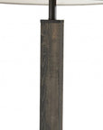 62" Black Wood And Metal Floor Lamp With Light Gray Fabric Drum Shade