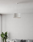 Burlap Fabric Light Brown Electric Drum Pendant Lamp