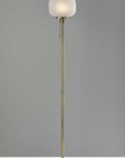 65" Brass Torchiere Floor Lamp With White Acrylic Globe Shade