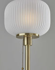 65" Brass Torchiere Floor Lamp With White Acrylic Globe Shade