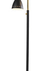 68" Black And Gold Metal Two Light Task Floor Lamp With Black Metal Cone Shade