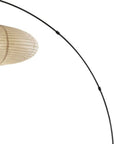 80" Beige And Black Arc Floor Lamp With Beige Paper Globe Shade