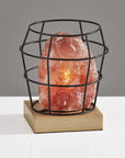 8" Himalayan Salt Accent Lamp With Black Cage Shade