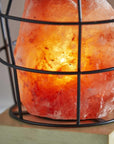 8" Himalayan Salt Accent Lamp With Black Cage Shade