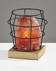 8" Himalayan Salt Accent Lamp With Black Cage Shade