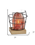 8" Himalayan Salt Accent Lamp With Black Cage Shade
