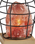 8" Himalayan Salt Accent Lamp With Black Cage Shade