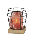 8" Himalayan Salt Accent Lamp With Black Cage Shade