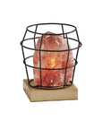 8" Himalayan Salt Accent Lamp With Black Cage Shade