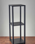 35" Black Solid Wood Square End Table With Two Shelves