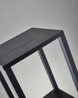 35" Black Solid Wood Square End Table With Two Shelves