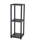 35" Black Solid Wood Square End Table With Two Shelves