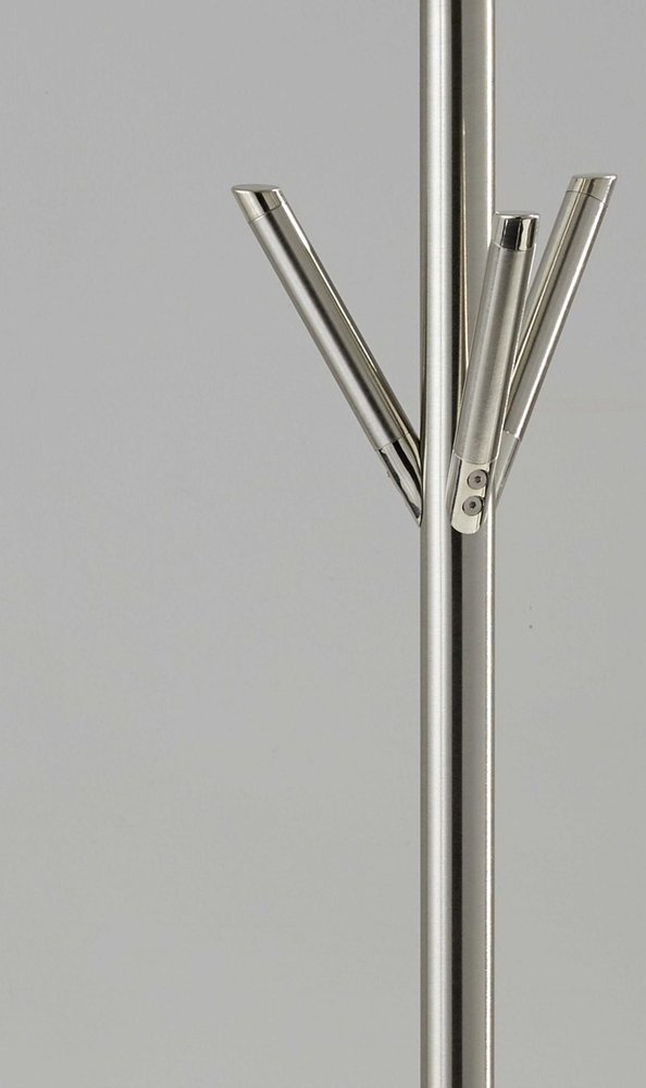 68" Silver Steel Six Hook Freestanding Coat Rack