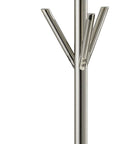 68" Silver Steel Six Hook Freestanding Coat Rack