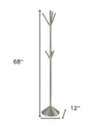68" Silver Steel Six Hook Freestanding Coat Rack