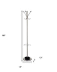 13" X 68" Brushed Steel Brushed Steel Stand  Coat Rack