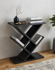 19" Black Solid Wood Pedestal Console Table