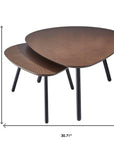 Set of Two Brown And Black Wood And Metal Oval Nested Tables