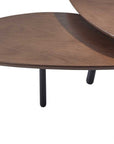 Set of Two Brown And Black Wood And Metal Oval Nested Tables