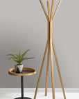 68" Natural Modern Wood Coat Tree Rack