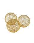 Set of Three Gold Aluminum Decorative Orbs