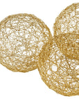 Set of Three Gold Aluminum Decorative Orbs