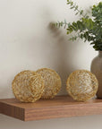 Set of Three Gold Aluminum Decorative Orbs