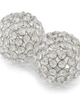 Set of Two Silver And Clear Faux Crystal And Metal Orb Decorative Tabletop Sculptures