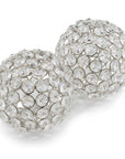 Set of Two Silver And Clear Faux Crystal And Metal Orb Decorative Tabletop Sculptures