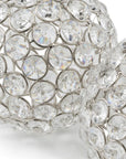 Set of Two Silver And Clear Faux Crystal And Metal Orb Decorative Tabletop Sculptures
