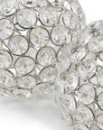 Set of Two Silver And Clear Faux Crystal And Metal Orb Decorative Tabletop Sculptures