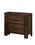25" Brown Wood Two Drawer Nightstand