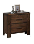 25" Brown Wood Two Drawer Nightstand