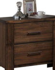 25" Brown Wood Two Drawer Nightstand