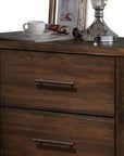 25" Brown Wood Two Drawer Nightstand