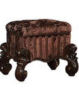 22" Chocolate Fabric Damask Footstool
