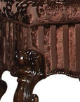 22" Chocolate Fabric Damask Footstool