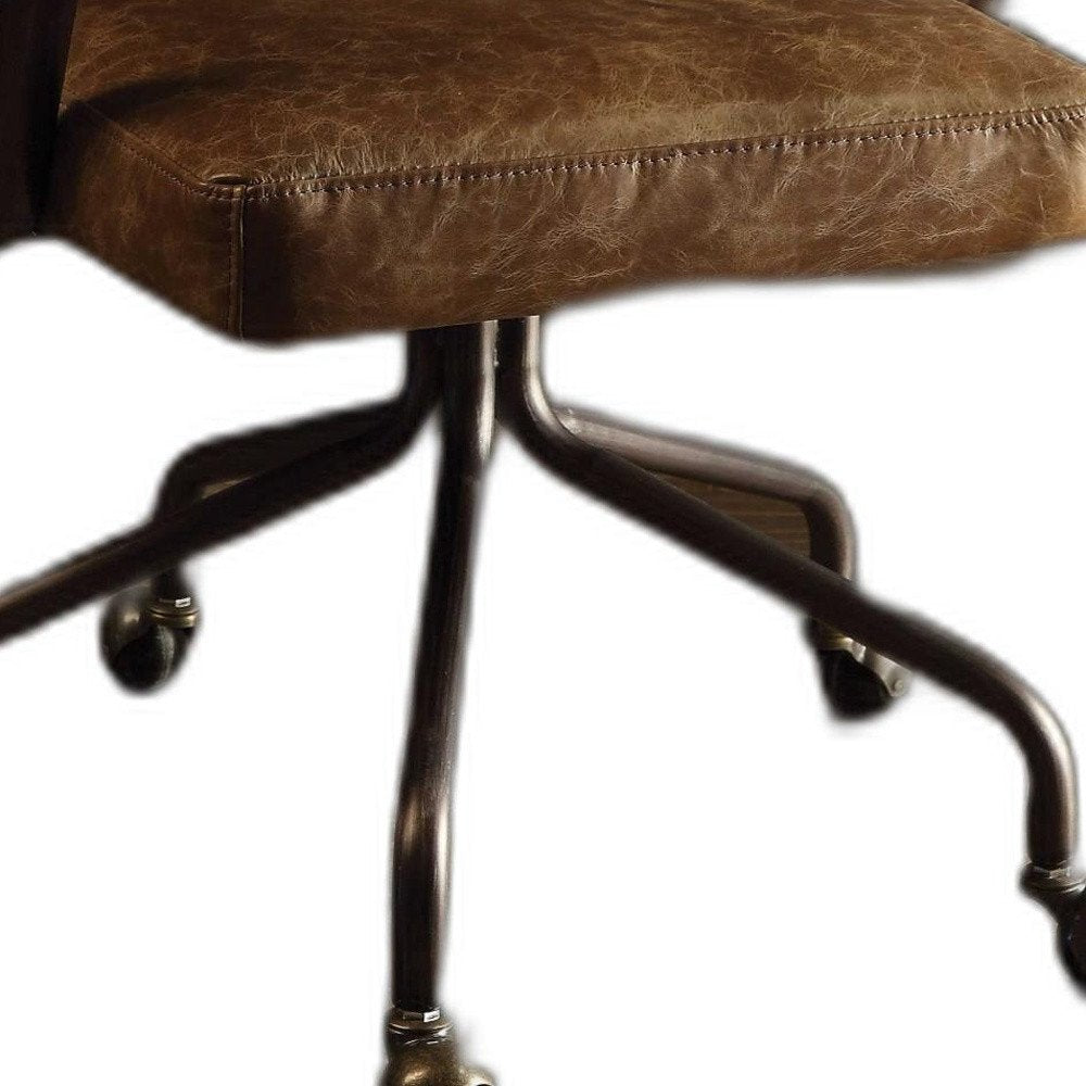 Black and Dark Brown Adjustable Swivel Leather Rolling Executive Office Chair