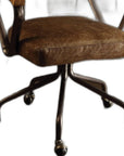 Black and Dark Brown Adjustable Swivel Leather Rolling Executive Office Chair