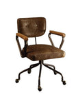 Black and Dark Brown Adjustable Swivel Leather Rolling Executive Office Chair